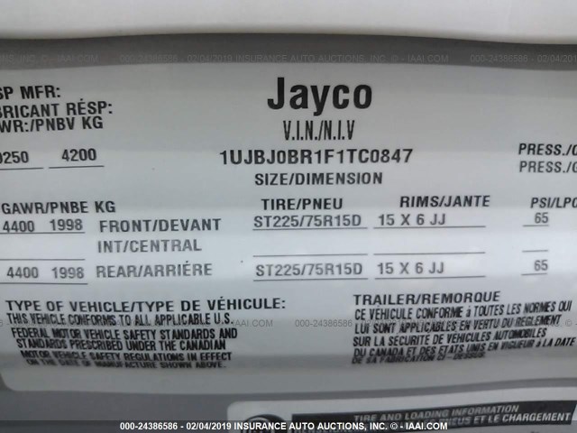 1UJBJ0BR1F1TC0847 - 2015 JAYCO JAYFLIGHT  SILVER photo 9