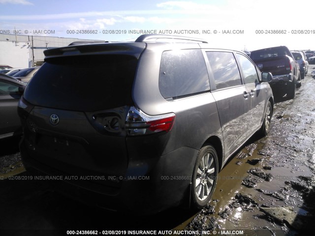 5TDDK3DC0GS141076 - 2016 TOYOTA SIENNA XLE/LIMITED GRAY photo 4