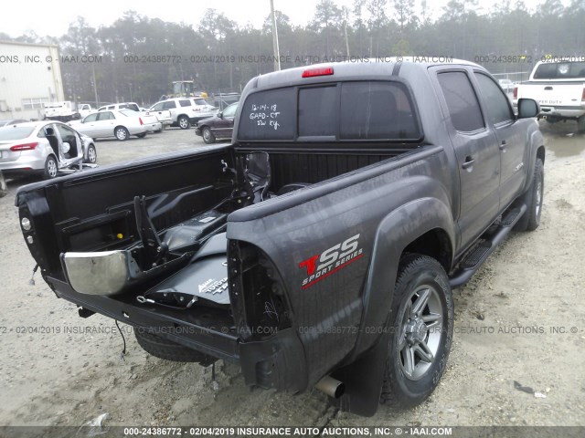 5TFJU4GN3DX045593 - 2013 TOYOTA TACOMA DOUBLE CAB PRERUNNER GRAY photo 4