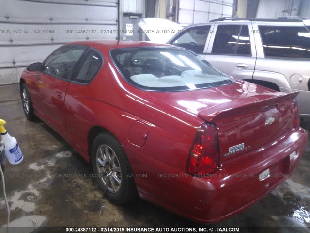 2G1WK15N379316208 - 2007 CHEVROLET MONTE CARLO LT RED photo 3