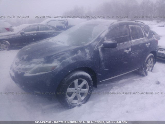 JN8AZ18U59W006236 - 2009 NISSAN MURANO S/SL BLUE photo 2