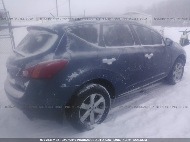 JN8AZ18U59W006236 - 2009 NISSAN MURANO S/SL BLUE photo 4