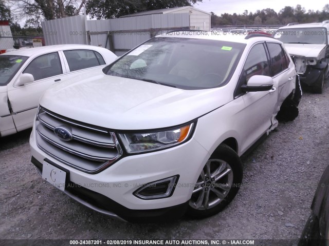 2FMTK4J96FBB81121 - 2015 FORD EDGE SEL WHITE photo 2