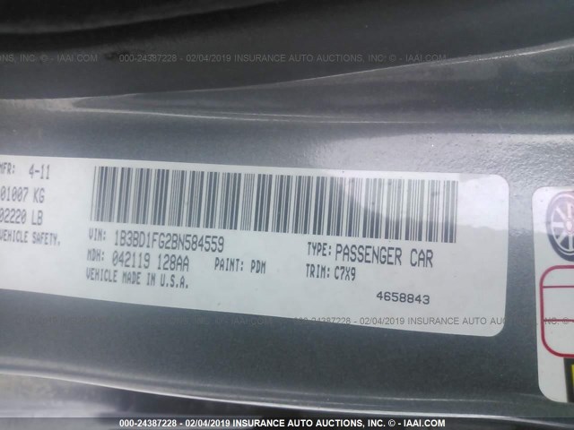 1B3BD1FG2BN584559 - 2011 DODGE AVENGER MAINSTREET 灰色 照片 9