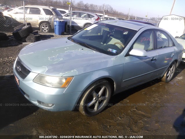 5NPEU46F27H176977 - 2007 HYUNDAI SONATA SE/LIMITED Light Blue photo 2