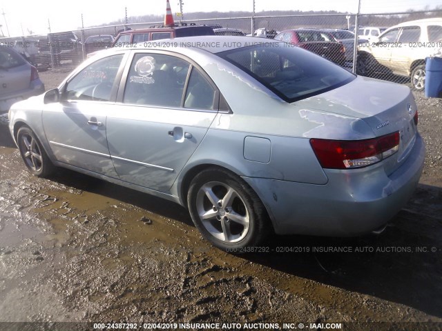 5NPEU46F27H176977 - 2007 HYUNDAI SONATA SE/LIMITED Light Blue photo 3