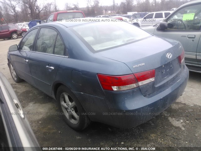 5NPEU46F26H076571 - 2006 HYUNDAI SONATA GLS/LX BLUE photo 3