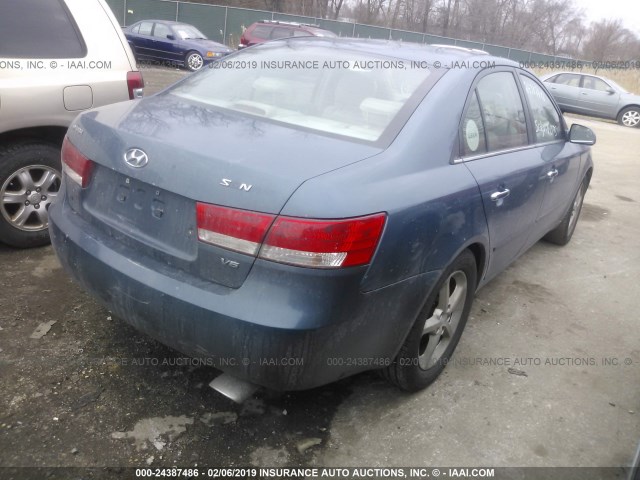 5NPEU46F26H076571 - 2006 HYUNDAI SONATA GLS/LX BLUE photo 4