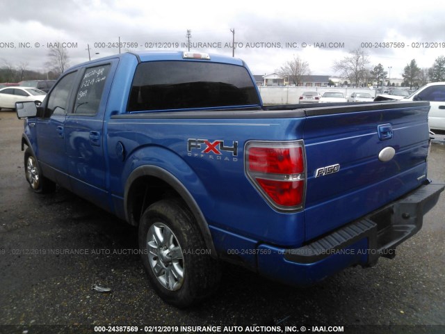 1FTFW1EF8BFB55181 - 2011 FORD F150 SUPERCREW BLUE photo 3