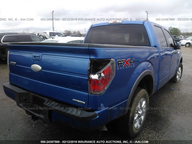 1FTFW1EF8BFB55181 - 2011 FORD F150 SUPERCREW BLUE photo 4