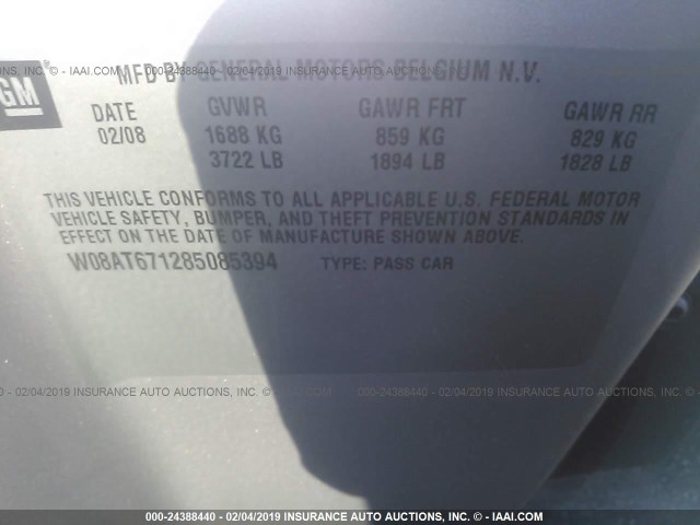 W08AT671285085394 - 2008 SATURN ASTRA XR SILVER photo 9