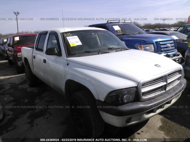 1D7HG38N44S752316 - 2004 DODGE DAKOTA QUAD SPORT WHITE photo 1