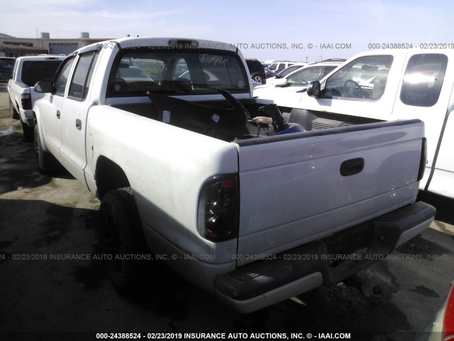 1D7HG38N44S752316 - 2004 DODGE DAKOTA QUAD SPORT WHITE photo 3