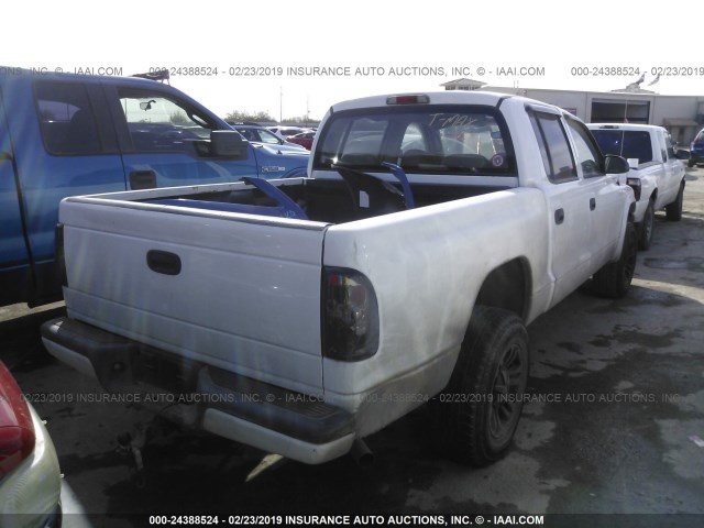 1D7HG38N44S752316 - 2004 DODGE DAKOTA QUAD SPORT WHITE photo 4