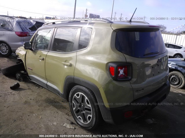 ZACCJBCT2FPC36647 - 2015 JEEP RENEGADE TRAILHAWK GREEN photo 3