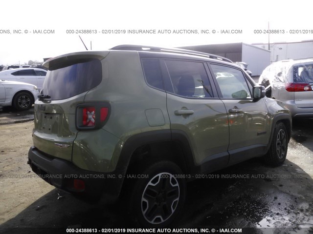 ZACCJBCT2FPC36647 - 2015 JEEP RENEGADE TRAILHAWK GREEN photo 4