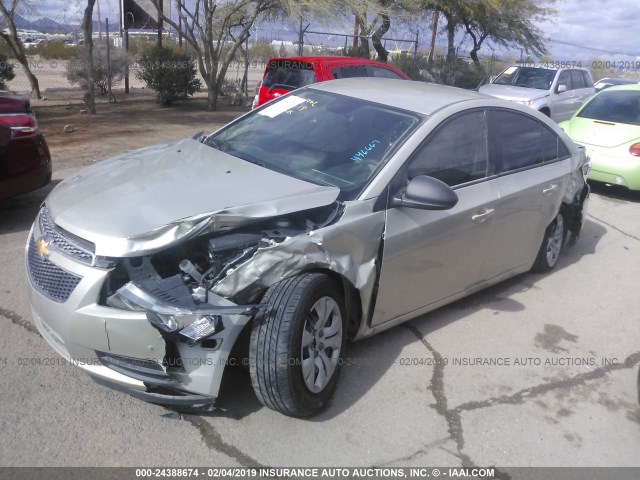 1G1PA5SH0E7446667 - 2014 CHEVROLET CRUZE LS GOLD photo 2