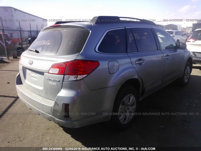 4S4BRBAC0B1432714 - 2011 SUBARU OUTBACK 2.5I SILVER photo 4