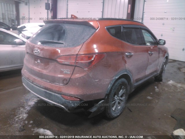 5XYZUDLB4DG077793 - 2013 HYUNDAI SANTA FE SPORT  ORANGE photo 4