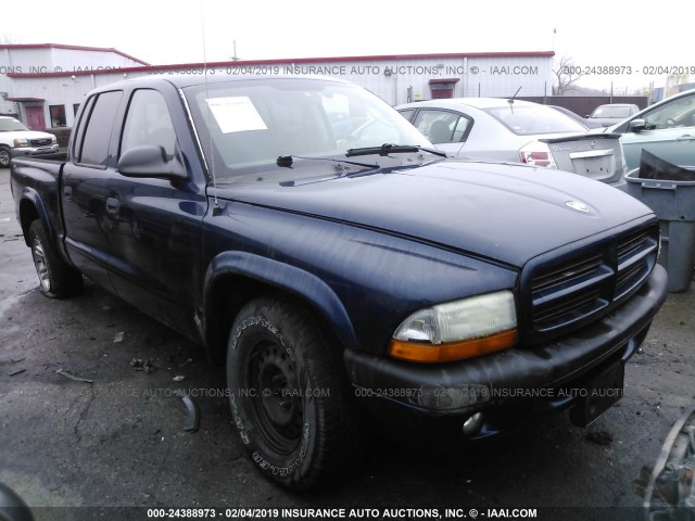 1D7HL38X43S170440 - 2003 DODGE DAKOTA QUAD SPORT Navy photo 1