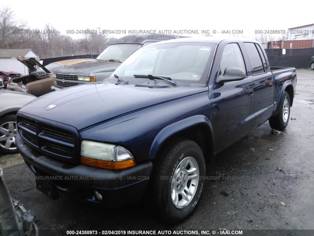 1D7HL38X43S170440 - 2003 DODGE DAKOTA QUAD SPORT Navy photo 2