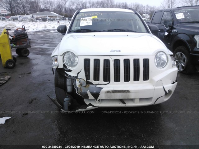 1J8FF47WX8D775381 - 2008 JEEP COMPASS SPORT WHITE photo 6