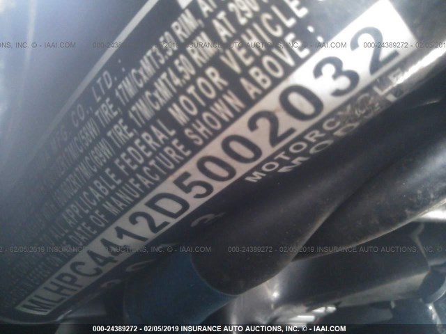 MLHPC4412D5002032 - 2013 HONDA CBR500 R BLACK photo 10
