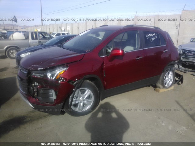 3GNCJLSB4KL123212 - 2019 CHEVROLET TRAX 1LT RED photo 2