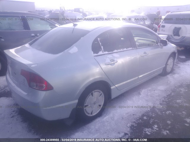 JHMFA36257S006987 - 2007 HONDA CIVIC HYBRID BLUE photo 4