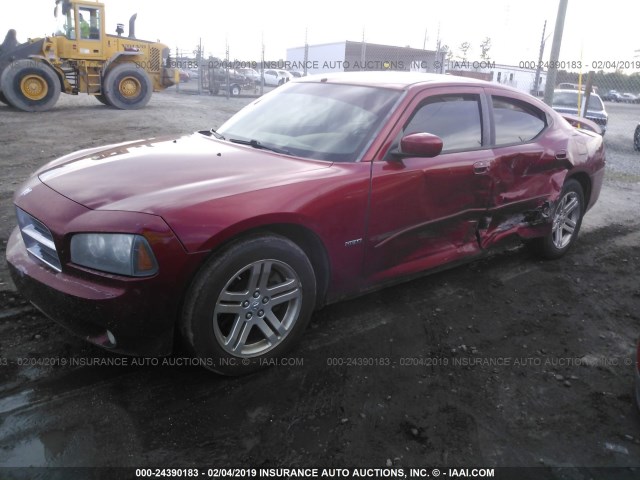 2B3KA53H46H136366 - 2006 DODGE CHARGER R/T BURGUNDY photo 2