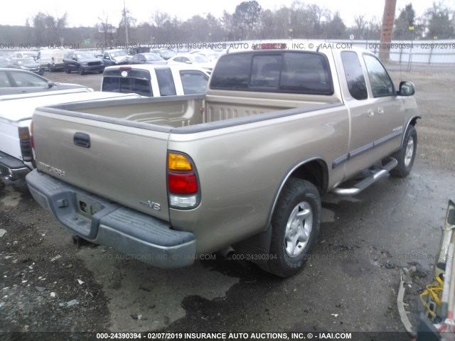 5TBRT34161S204179 - 2001 TOYOTA TUNDRA ACCESS CAB/ACCESS CAB SR5 TAN photo 4