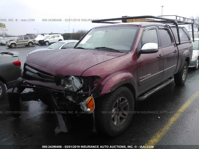 5TBDT44195S472178 - 2005 TOYOTA TUNDRA DOUBLE CAB SR5 MAROON photo 2