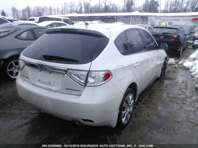 JF1GH61619G813984 - 2009 SUBARU IMPREZA 2.5I WHITE photo 4