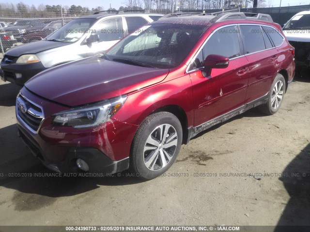 4S4BSENC6K3249225 - 2019 SUBARU OUTBACK 3.6R LIMITED RED photo 2