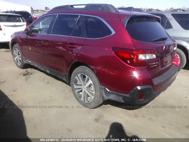 4S4BSENC6K3249225 - 2019 SUBARU OUTBACK 3.6R LIMITED RED photo 3