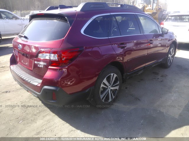 4S4BSENC6K3249225 - 2019 SUBARU OUTBACK 3.6R LIMITED RED photo 4