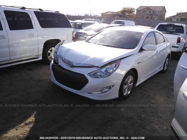 KMHEC4A45DA075942 - 2013 HYUNDAI SONATA HYBRID WHITE photo 2