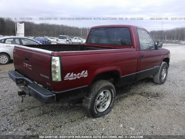 1GTDK14H4MZ500942 - 1991 GMC SIERRA K1500 RED photo 4