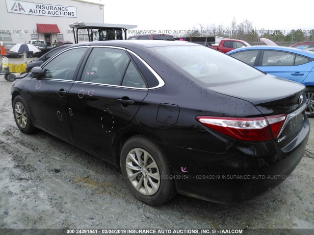 4T1BF1FK6GU518540 - 2016 TOYOTA CAMRY LE/XLE/SE/XSE BLACK photo 3