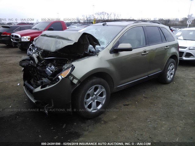 2FMDK3JC0CBA11634 - 2012 FORD EDGE SEL GREEN photo 2