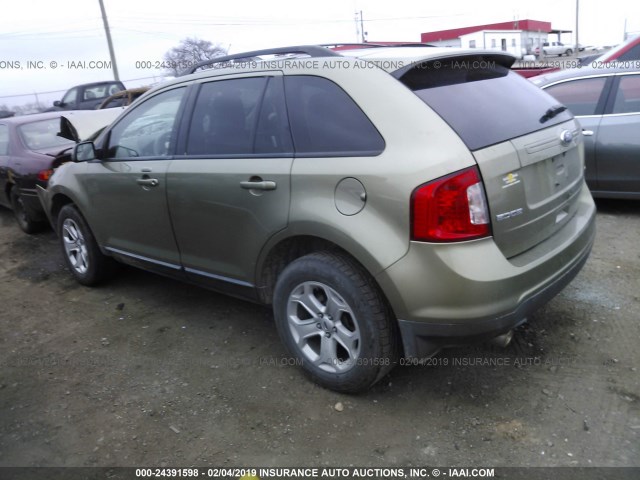 2FMDK3JC0CBA11634 - 2012 FORD EDGE SEL GREEN photo 3