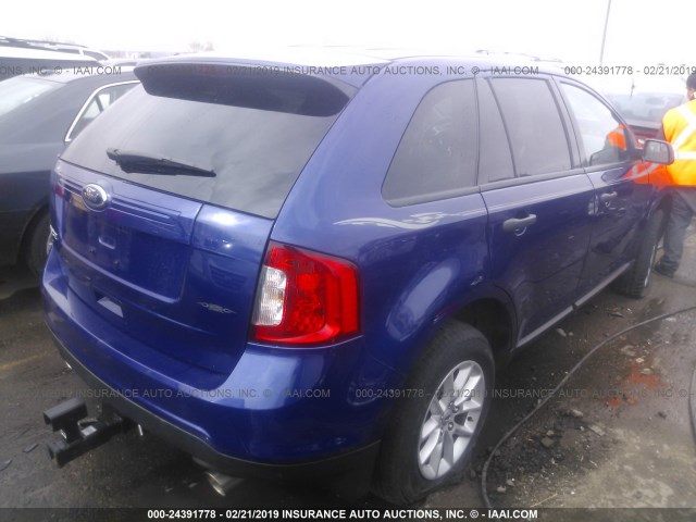 2FMDK3GC3EBB12919 - 2014 FORD EDGE SE BLUE photo 4