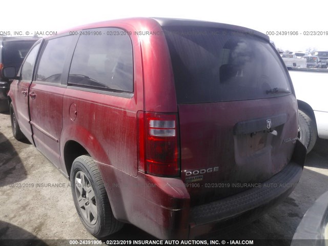 2D8HN44E39R540464 - 2009 DODGE GRAND CARAVAN SE RED photo 3