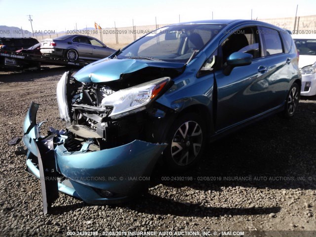 3N1CE2CP2FL376118 - 2015 NISSAN VERSA NOTE S/S PLUS/SV/SL/SR TEAL photo 2