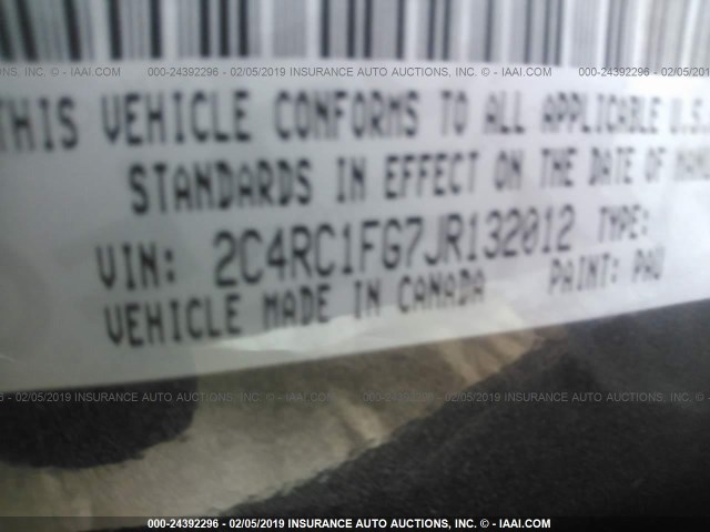 2C4RC1FG7JR132012 - 2018 CHRYSLER PACIFICA TOURING PLUS GRAY photo 9