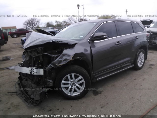 5TDZKRFH7GS157003 - 2016 TOYOTA HIGHLANDER LE/LE PLUS GRAY photo 2