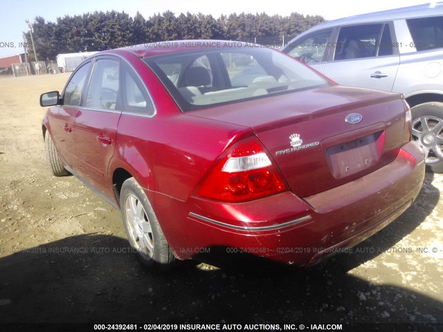 1FAFP23115G189378 - 2005 FORD FIVE HUNDRED SE RED photo 3