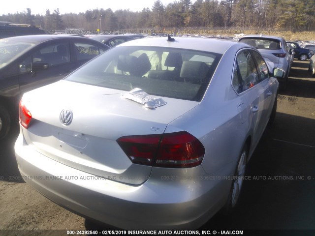 1VWBP7A32EC013034 - 2014 VOLKSWAGEN PASSAT SE SILVER photo 4