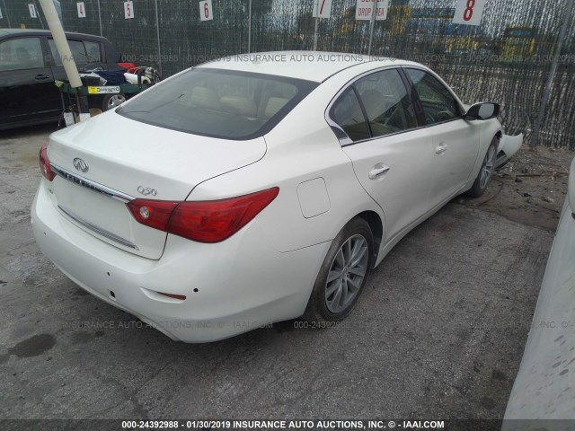 JN1BV7AR2EM692488 - 2014 INFINITI Q50 PREMIUM/SPORT WHITE photo 4