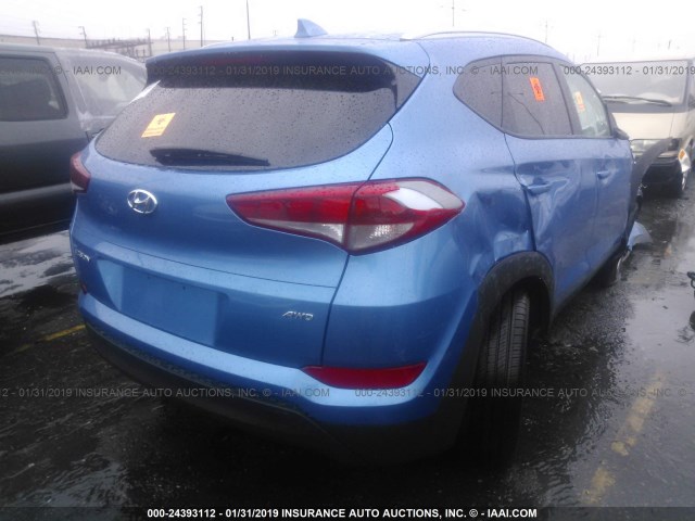 KM8J3CA41JU740032 - 2018 HYUNDAI TUCSON LIMITED/SPORT AND ECO/SE BLUE photo 4